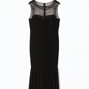 Xscape Black Illusion Beaded Neckline Evening Gown - Size 22W